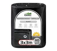 COVALL 3x3m Telone per impieghi medi 110GSM - telo impermeabile per campeggio Tenda resistente ai raggi UV coperture esterne Tetto della piscina Sandbox Barche Camion RV Telo per auto (nero)
