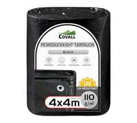 COVALL 4x4m Telone per impieghi medi 110GSM - telo impermeabile per campeggio Tenda resistente ai raggi UV coperture esterne Tetto della piscina Sandbox Barche Camion RV Telo per auto (nero)