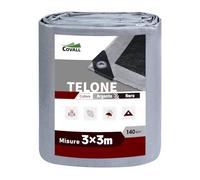 Covall Telo Telone Teloni Occhiellato impermeabile Bicolore 140g/m² Telo per carichi pesanti Telone Argento/Nero tetto piscina auto camion Rv champing tenda costruzione giardino pet shed Tarp.(3x3m)