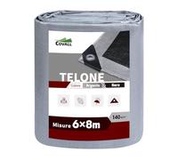COVALL Telo Telone Teloni Occhiellato impermeabile Bicolore 140g/m² Telo per carichi pesanti Telone Argento/Nero tetto piscina auto camion Rv champing tenda costruzione giardino pet shed Tarp.(6x8m)