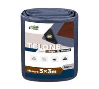 Covall Telo Telone Teloni Occhiellato impermeabile bicolore 260g/m² grigio/marrone super resistente con occhielli rinforzati per tetto, giardino, copertura, piscina, tenda da campeggio(3x3m)