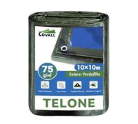 COVALL Telone blu Copertura 10x10m，75g/㎡ telo impermeabile esterno,di plastica multifunzione anti-strappo UV con foro occhio coperchio,adatta per campeggio,giardino,legno,Copertina per furgone