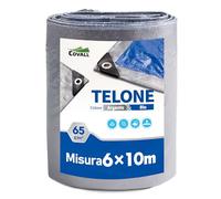 Covall Telone Occhiellato Leggero Argento/Blu Antistrappo Impermeabile Antivento e Resistente ai Raggi UV per Auto,Camion,RV,Casa,Tenda,Barca,Piscina Telo 65g/m² （6x10）