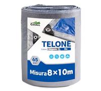 Covall Telone Occhiellato Leggero Argento/Blu Antistrappo Impermeabile Antivento e Resistente ai Raggi UV per Auto,Camion,RV,Casa,Tenda,Barca,Piscina Telo 65g/m² （8x10）