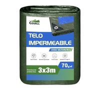 COVALL Telone plastica antipioggia 3x3m, 70g/㎡ telo impermeabile esterno multifunzionale con protezione UV verde/blu, adatto per coperture protettive per auto, coperture antipioggia per esterni