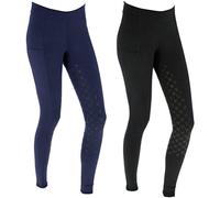 Covalliero EQUONA - Leggings da Equitazione da Donna, in Silicone, con Inserti Completi, Colore: Nero, 38/40