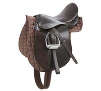 Covalliero Set Sella Haflinger, Marrone, 17,5 Pollici, Larghezza Sella 34,5 cm, Lunghezza sottopancia 125 cm, Comoda, Ottima vestibilità, Include sottosella
