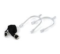 Covalliero Speroni con Cinghie per speroni, da Equitazione, Supporto per Equitazione, Coppia, da Uomo, Acciaio Inossidabile, Diametro Interno 30 mm, amazzone, Forma a Goccia