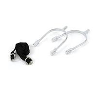 Covalliero Speroni con Cinghie per speroni, speroni da Equitazione, Supporto per Equitazione, Coppia, da Uomo, Acciaio Inossidabile, Diametro Interno 25 mm, amazzone, Forma a Goccia