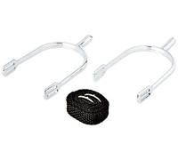 Covalliero Speroni con cinghie per speroni, speroni da equitazione, supporto per equitazione, coppia, da donna, acciaio inossidabile, diametro interno 30 mm, amazzone, forma a goccia
