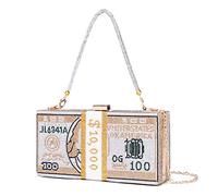 Covelin Borsa a pochette da donna con strass, borsa da sera in strass, Giallo