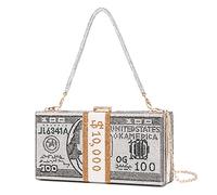 Covelin Pochette da donna con strass, borsetta da sera con strass, Grigio, Small