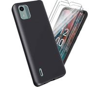 Cover + 3Pcs Vetro Temperato Per NOKIA C12 Custodia (6.3") - Custodia in Silicone TPU - Black Case Protezione Cellulare Black Bumper 9H Pellicola Protettiva