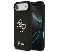 Cover 4G Metal Logo Guess con paillettes per Apple iPhone Air, Nero - Nouvo