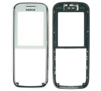 Cover Anteriore Originale Nokia 6233 Con Vetro, Bianco/Argento