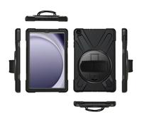 Akashi, custodia protettiva antiurto per Galaxy Tab A9 con supporto e impugnatura a rotazione, nero