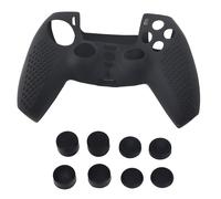 Cover antiscivolo per controller PS5, design ergonomico in morbido silicone con cappucci per levette analogiche, perfetta per il controller wireless.