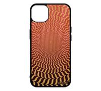 Cover Apple iPhone 14+ Plus Legno Silicone Illusione ottica Spirale geometrica Rotonda Originale sfumato Rosa TPU Case Magico Nero