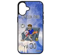 Cover Apple per iPhone 16+ Plus in silicone j'peux Pas y'a JO Original Athletics I Disegno Comico Blu Cover Antiurto Umorismo Sport jpeux
