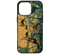 Cover Apple per iPhone 16 Pro Max Legno Naturale Silicone Uccelli Gabbiani Personalizzata Design Nature Case Antiurto Foglie Animale Marino