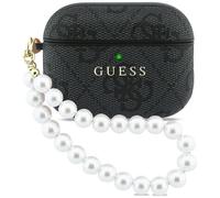 Cover Case AirPods Pro 3 Guess In Pelle Sintetica Grigia Con Logo Oro E Catena