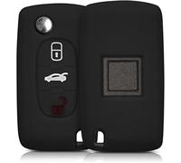 Cover Chiave Auto 2 Tasti Custodia in Silicone Telecomando Compatibile con Peugeot 206 207 208 306 308 408 3008 4008 Expert Partner Citroen C2 C3 C4 C5 Berlingo C-Cross (Nero, 3 Tasti)