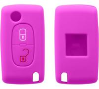 Cover Chiave Auto 2 Tasti Custodia in Silicone Telecomando Compatibile con Peugeot 206 207 208 306 308 407 408 3008 4008 Expert Partner Citroen C2 C3 C4 C5 Berlingo C-Cross (Rosa, Cover)