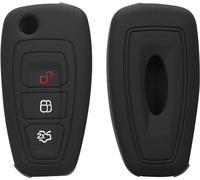 Cover Chiave Auto Custodia in Silicone Compatibile con Ford 3 Tasti Ecosport Edge Explorer Fiesta Focus Fusion Galaxy Ka Kuga Mondeo Puma Ranger S-MAX Tourneo Connect Courier Custom Transit (Nero)
