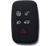 Cover Chiave Auto in Silicone 5 Tasti Compatibile con Land Rover Sport Evoque LR4 Freelander Discovery (Nero)