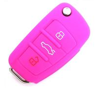Cover Chiave Auto in Silicone Telecomando 3 Tasti Compatibile con Audi A1 A3 A4 A6 A8 TT Q5 Q7 R8 S4 S6 S3 RS4 RS6 Q3 TTS Seat Exeo 3R Protezione Caduta Urti (Rosa)
