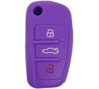Cover Chiave Auto in Silicone Telecomando 3 Tasti Compatibile con Audi A1 A3 A4 A6 A8 TT Q5 Q7 R8 S4 S6 S3 RS4 RS6 Q3 TTS Seat Exeo 3R Protezione Caduta Urti (Viola)