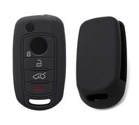 Cover Chiave Auto in Silicone Telecomando Compatibile con Fiat Tipo Limousine 500 500X Kombi Street Mirror Lounge S Design Business Line 1.4T Jet 1.6 Multijet (Nero)