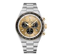 COVER CO212 Iconosteel Chrono Orologio da uomo con cinturino in acciaio inox, cronometro data, vetro zaffiro 10 ATM, bicolore/oro, Bracciale