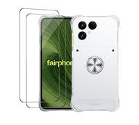 Cover Compatibile con fairphone 6, Custodia Trasparente Silicone con Anello Ruotabile Cavalletto, Quattro Angoli Anti-Caduta Crystal Clear Case - Anello Argento