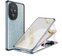 Cover Compatibile con Honor 200, Adsorbimento Magnetico Custodia 360 Protezione Tattile Vetro Temperato Bumper Metallo Magnetica Case, Blu