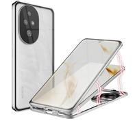 Cover Compatibile con Honor 200, Adsorbimento Magnetico Custodia 360 Protezione Tattile Vetro Temperato Bumper Metallo Magnetica Case, Argento