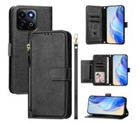 Cover Compatibile con Honor 200 Smart,Compatibile con Honor X7C ALT-NX1 ALT-LX2 / Play 60 Plus 5G ALT-AN00 Flip PU pelle zip portafoglio custodia del telefono cellulare Black