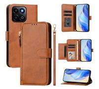 Cover Compatibile con Honor 200 Smart,Compatibile con Honor X7C ALT-NX1 ALT-LX2 / Play 60 Plus 5G ALT-AN00 Flip PU pelle zip portafoglio custodia del telefono cellulare Brown