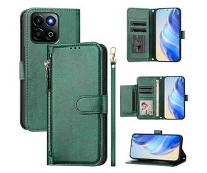 Cover Compatibile con Honor 200 Smart,Compatibile con Honor X7C ALT-NX1 ALT-LX2 / Play 60 Plus 5G ALT-AN00 Flip PU pelle zip portafoglio custodia del telefono cellulare Green