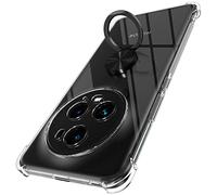 Cover Compatibile con Honor Magic 5 Pro 5G, Custodia Trasparente Silicone con Anello Ruotabile Cavalletto, Quattro Angoli Anti-Caduta Crystal Clear Case - Anello Nero