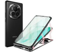 Cover Compatibile con Honor Magic 6 Pro, Adsorbimento Magnetico Custodia 360 Protezione Tattile Vetro Temperato Bumper Metallo Magnetica Case, Nero