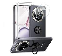 Cover Compatibile con Honor Magic 7 Lite, Custodia Metallo Magnetica Anello 360 Supporto Trasparente Silicone Chiaro Case, Nero