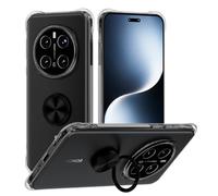 Cover Compatibile con Honor Magic 7 Pro 5G, Custodia Trasparente Silicone con Anello Ruotabile Cavalletto, Quattro Angoli Anti-Caduta Crystal Clear Case - Anello Nero