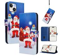 Cover Compatibile con iPhone 14 Custodia Pelle Portafoglio a Libro Natale Disegni Cute Slot Schede Magnetica Supporto Flip Case per iPhone 14 - San Nicola