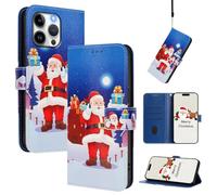 Cover Compatibile con iPhone 15 Pro Custodia Pelle Portafoglio a Libro Natale Disegni Cute Slot Schede Magnetica Supporto Flip Case per iPhone 15 Pro - San Nicola