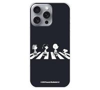 Cover compatibile con iPhone 16 Pro MAX, ufficiale Peanuts con personaggi dei Beatles per proteggere il tuo cellulare, in silicone flessibile trasparente con licenza ufficiale di Snoopy