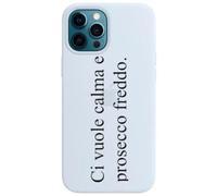 Cover compatibile con iPhone | Custodia TPU Morbida Antiurto con Frase Divertente “Ci vuole calma e prosecco freddo” | Cover Frasi Simpatiche (TRASPARENTE, iphone 17 air)