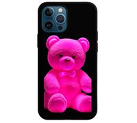Cover Compatibile con iPhone Orsetto Rosa - Custodia Morbida in TPU per iPhone 12 13 14 15 16 SE - Design Teddy Bear Fluffy Kawaii - Antiurto, Slim, in Versione Trasparente o Nera (NERA, iPhone 12)