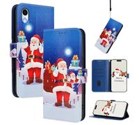 Cover Compatibile con iPhone XR Custodia Pelle Portafoglio a Libro Natale Disegni Cute Slot Schede Magnetica Supporto Flip Case per iPhone XR - San Nicola