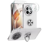 Cover Compatibile con OnePlus 13, Custodia Metallo Magnetica Anello 360 Supporto Trasparente Silicone Chiaro Case, Argento